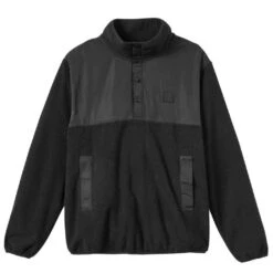 Brixton Mens Micro Fleece X Mock Neck Fleece-Black-L